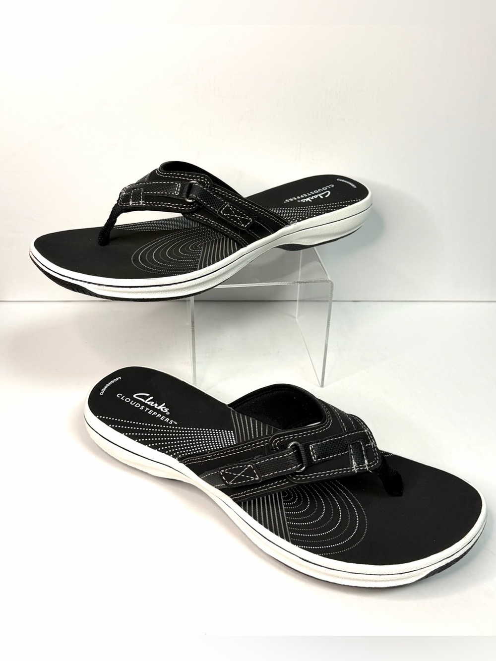 NEW Clarks Breeze Sea Black Synthetic flip-flop Size 10M in Original Box. - Picture 3 of 7